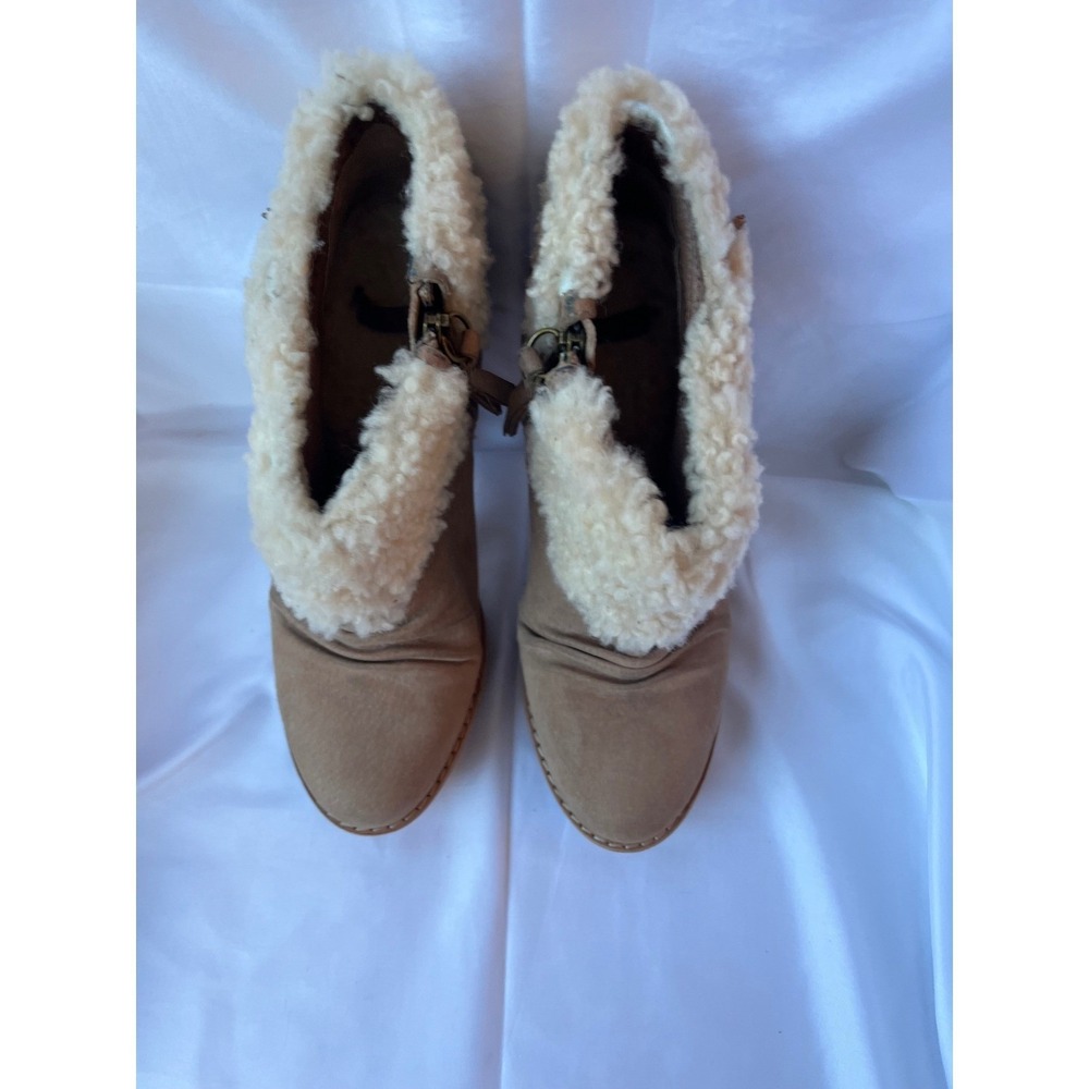 UGG Boots Women's Georgette Ankle Platform Tan w Cozy Cream Fur Cuff Sz 7 - Picture 6 of 10